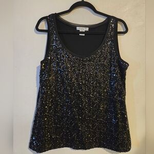 Liz Claiborne Black Sequin Tank Top